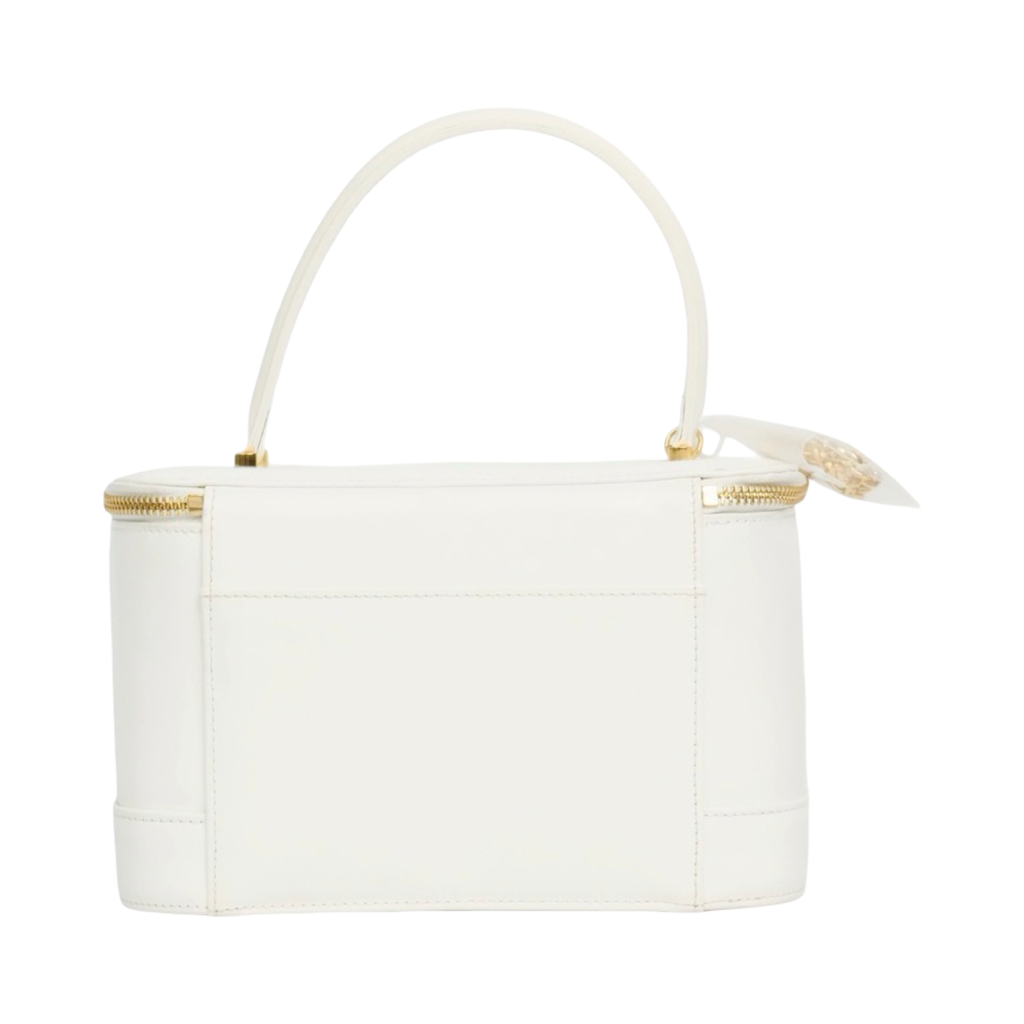 Versace Vintage White Leather Vanity Handbag Gold Hardware Authentic Previously Owned