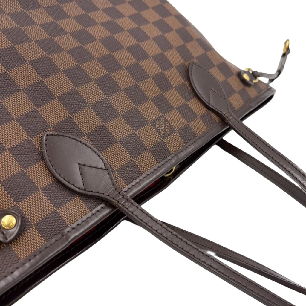 Louis Vuitton Neverfull PM Damier Ebene Tote Bag Brown Previously Owned Authentic