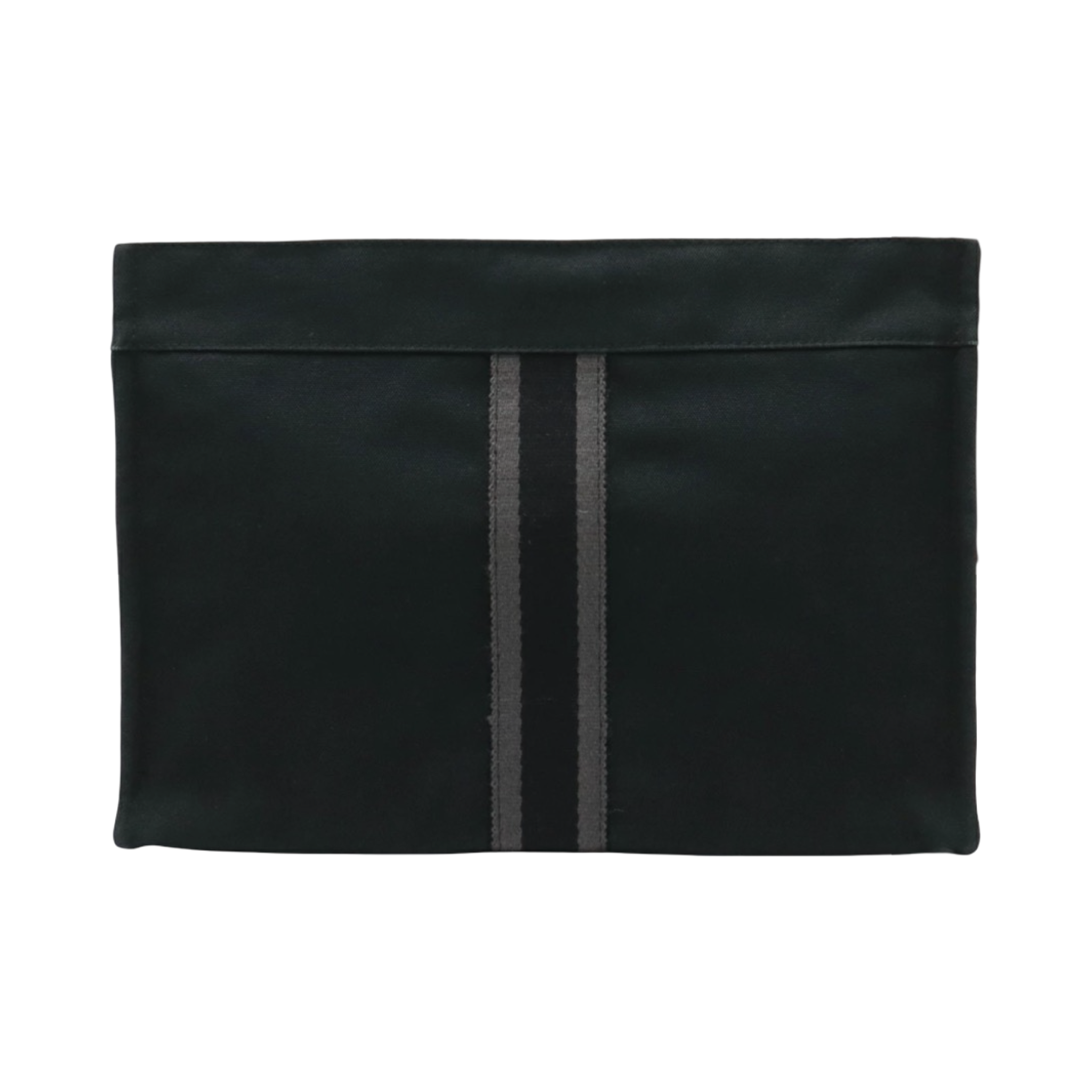 Hermès Fourre Tout Clutch Canvas Leather Black Gray Previously Owned Authentic