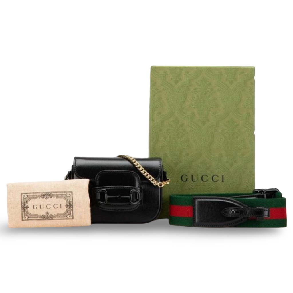 Gucci Black Horsebit Mini Shoulder Pochette Bag Authentic Previously Owned