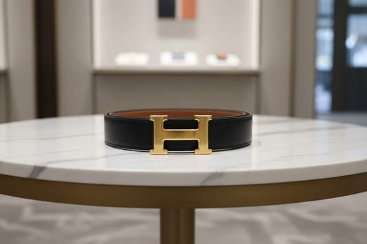 Hermès Constance H Belt 32mm Togo / Box Calf Black Gold Size 85 W Stamp 2024 Pre-Owned Like New | L’LUXE Authentic’s