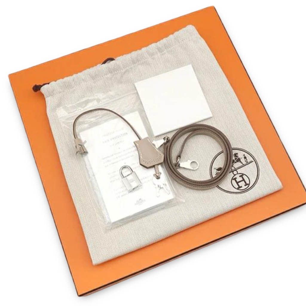 Hermès Kelly 32 Gillies Veau Swift Argile Leather Silver Hardware Previously Owned Authentic
