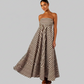 Smocked Striped Strapless Maxi Dress