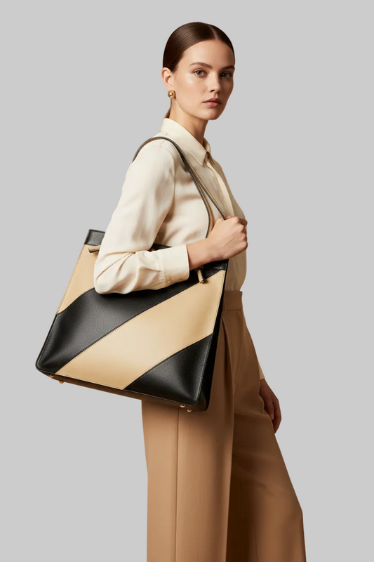 GUCCI Zumi Horsebit Bicolour Leather Tote Bag Black beige– Previously Owned - Excellent Condition | L’LUXE Authentic’s