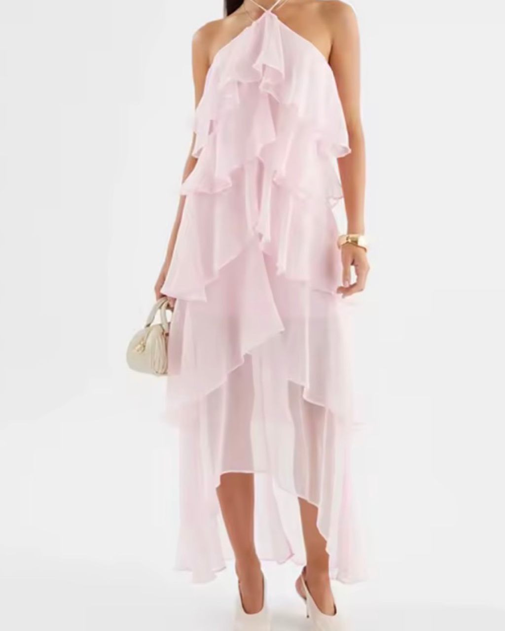 Women’s Layered Ruffle Halter High-Low Dress