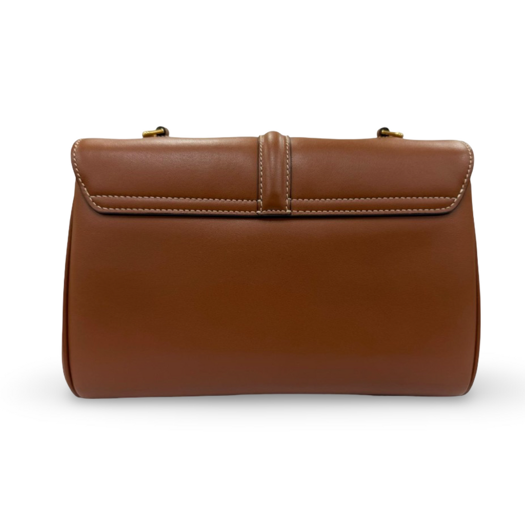 CELINE Teen Soft 16 Suede Leather Shoulder Bag Tan Gold Hardware – Authentic Previously Owned