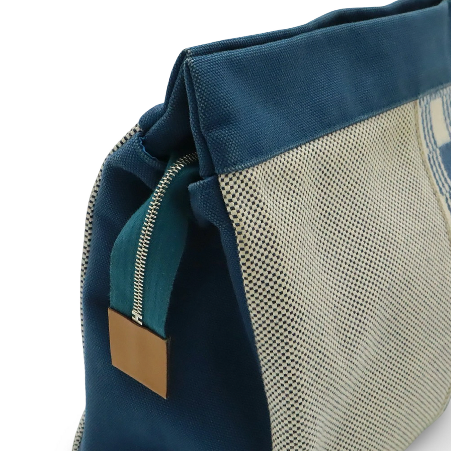 Hermès Jimetoux GM Canvas Travel Pouch Blue Ivory – Previously Owned Good Condition | L’LUXE Authentic’s