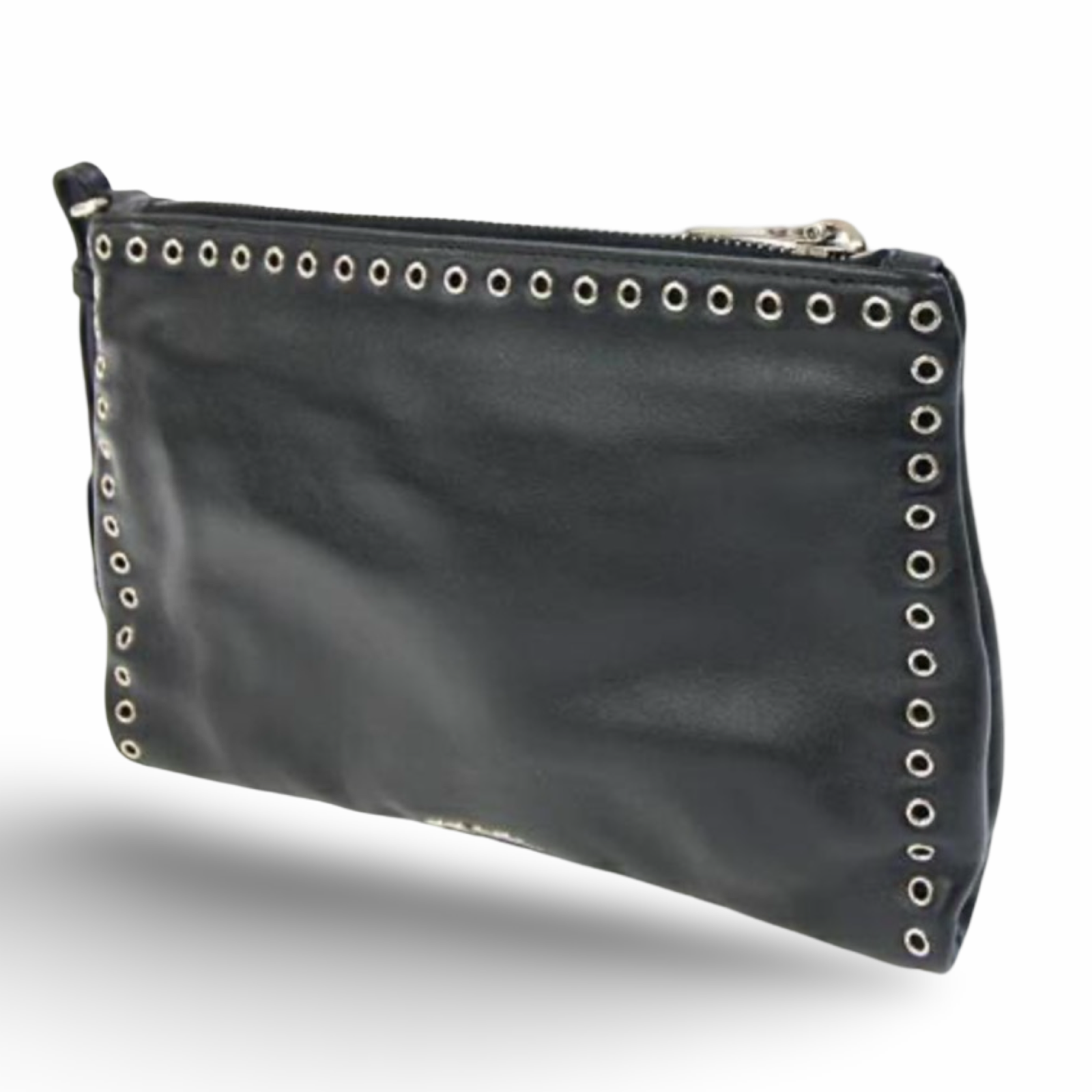 Prada Studded Leather Clutch Black Red Pre-Owned Authentic