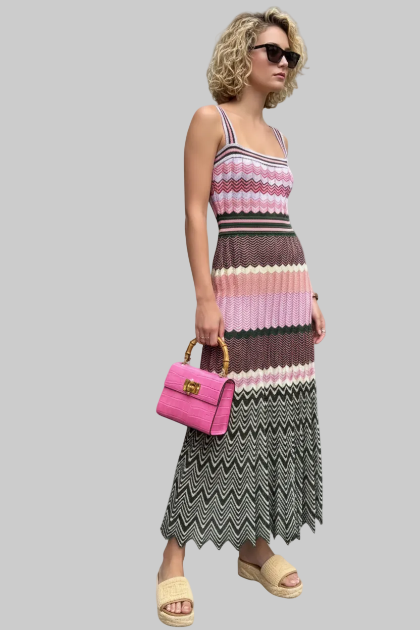 Zigzag Knit Maxi Dress