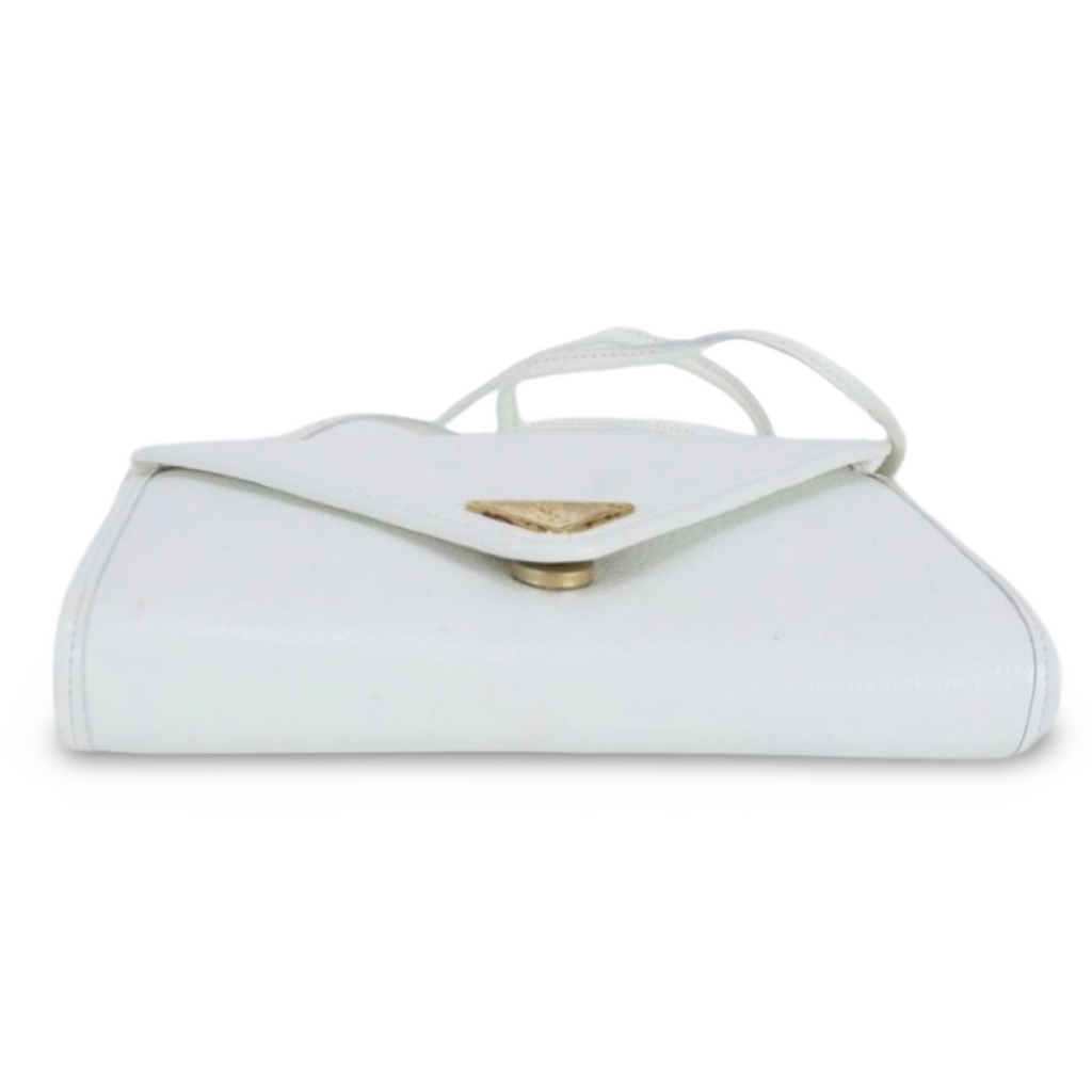 Vintage Yves Saint Laurent YSL Logo Plate White Leather Envelope Crossbody Bag – Authentic Previously Owned