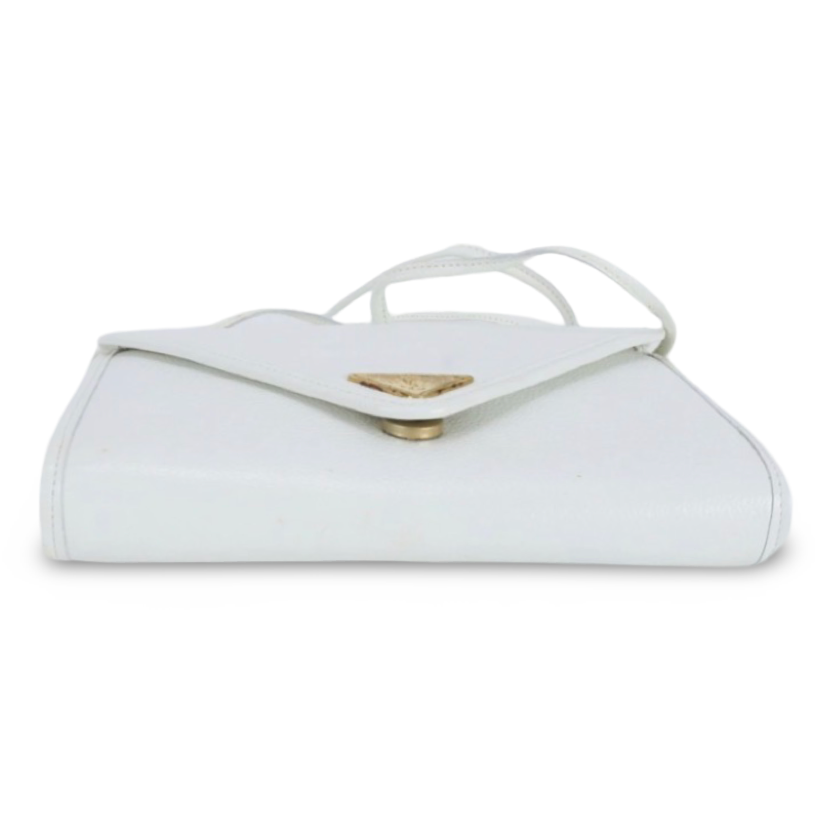 Vintage Yves Saint Laurent YSL Logo Plate White Leather Envelope Crossbody Bag – Authentic Previously Owned