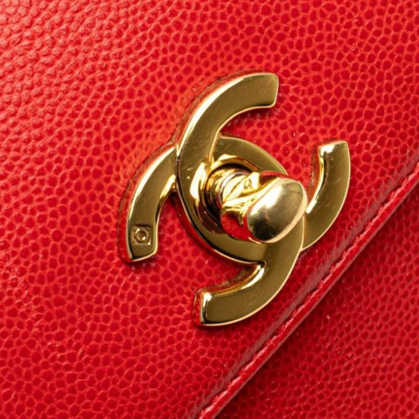 CHANEL Red Caviar Leather Coco Mark Top handle bag in red caviar leather Previously owned Authentic