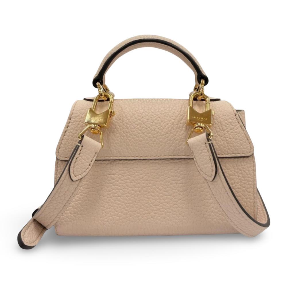 Moynat Réjane Nano Pink Beige Leather 2-Way Mini Handbag Authentic Previously Owned