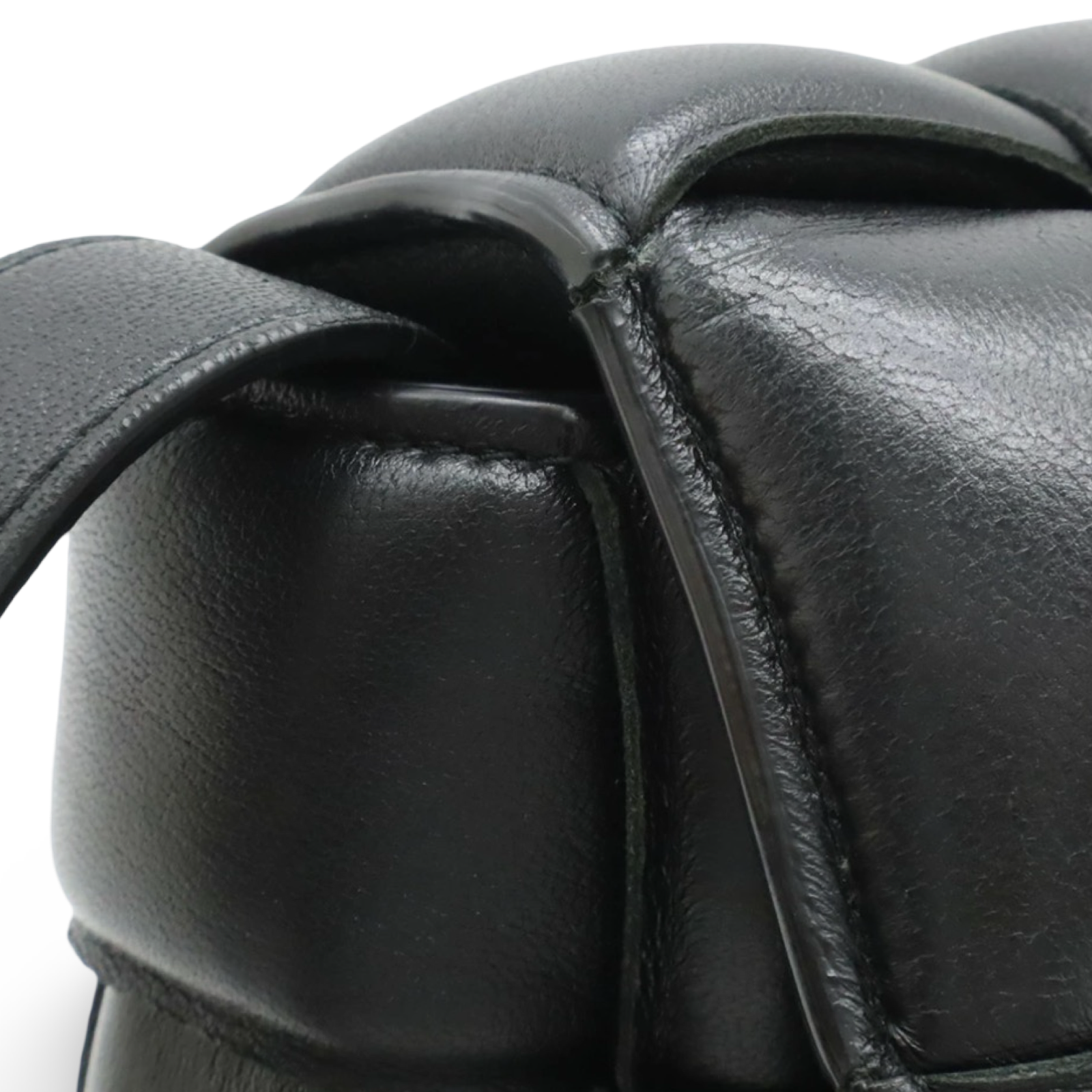 Bottega Veneta Maxi Padded Cassette Intrecciato Leather Shoulder Bag Black Gold Hardware Pre-Owned Authentic