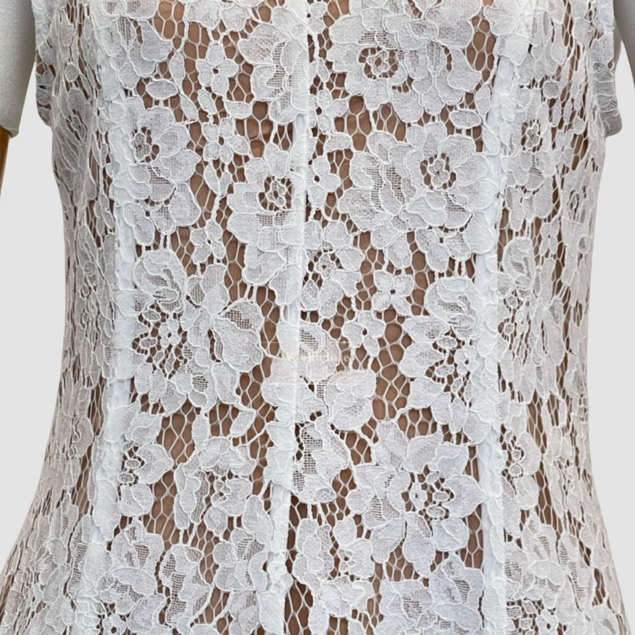 Lace Patchwork Pearl Midi Dress