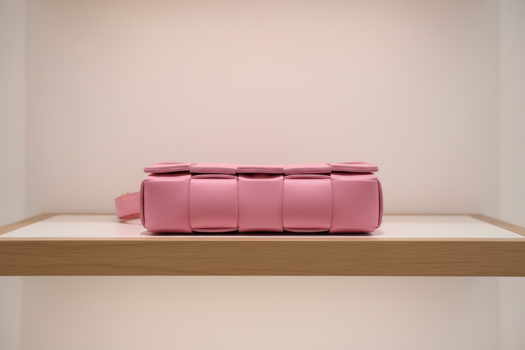 Bottega Veneta Cassette Leather Crossbody Shoulder Bag Pink | Previously Owned Authentic