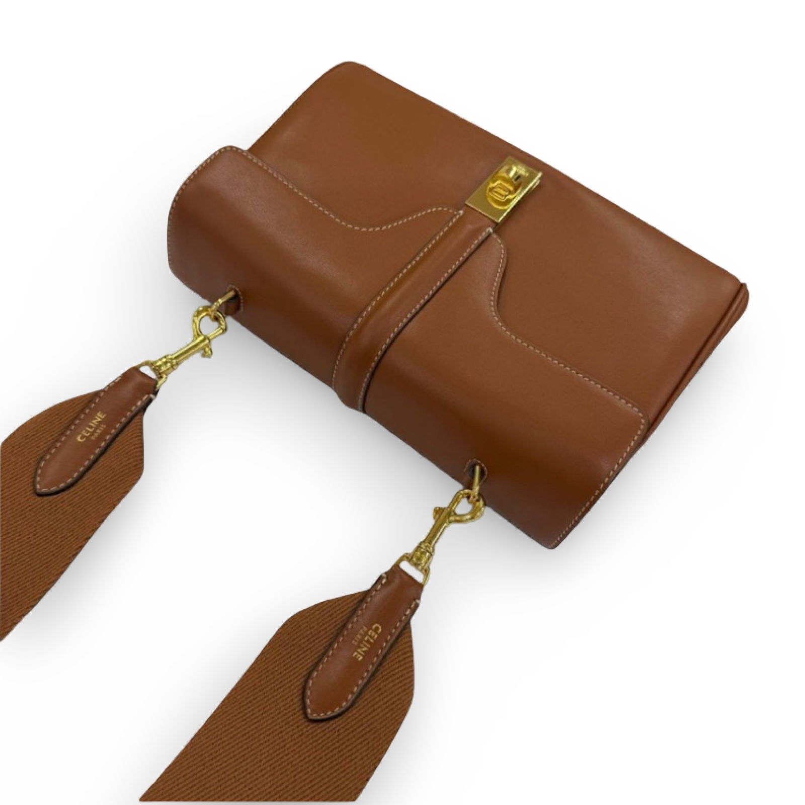 CELINE Teen Soft 16 Suede Leather Shoulder Bag Tan Gold Hardware – Authentic Previously Owned