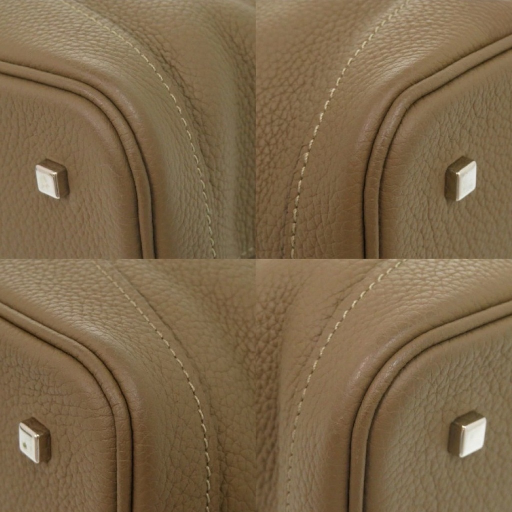 Moynat Gabrielle Taupe Grained Leather 2-Way Handbag – Previously Owned