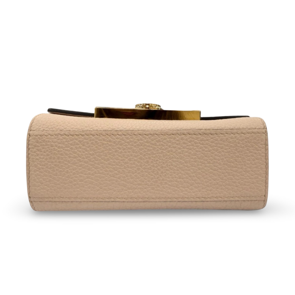 Moynat Réjane Nano Pink Beige Leather 2-Way Mini Handbag Authentic Previously Owned