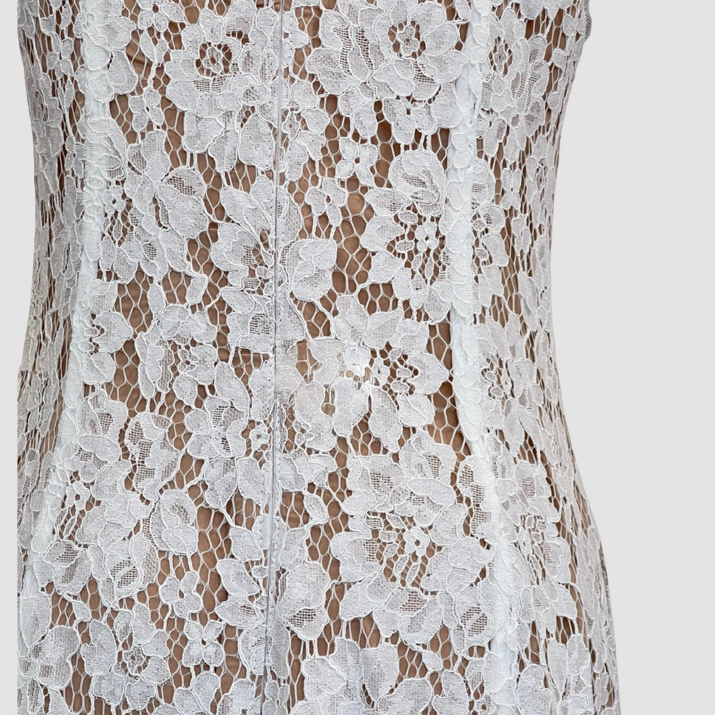 Lace Patchwork Pearl Midi Dress