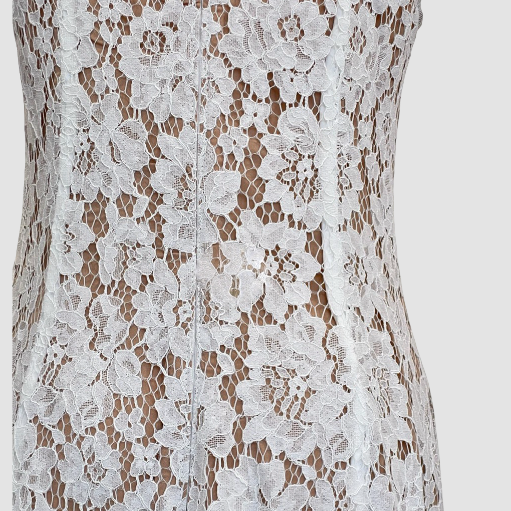 Lace Patchwork Pearl Midi Dress