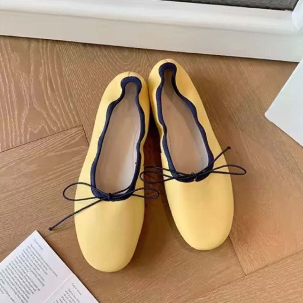 French-Inspired Genuine Leather Ballet Flats – Soft Round Toe Slip-On Shoes