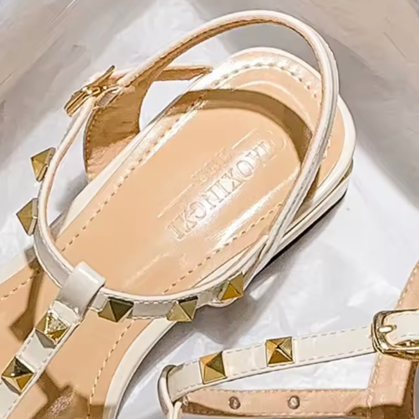 T-Strap Studded Low Heel Sandals