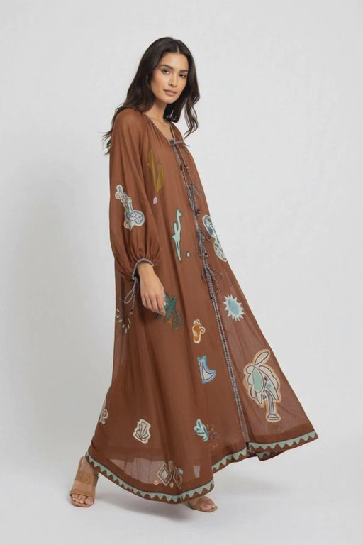 Floral Ramie Cotton Midi Dress