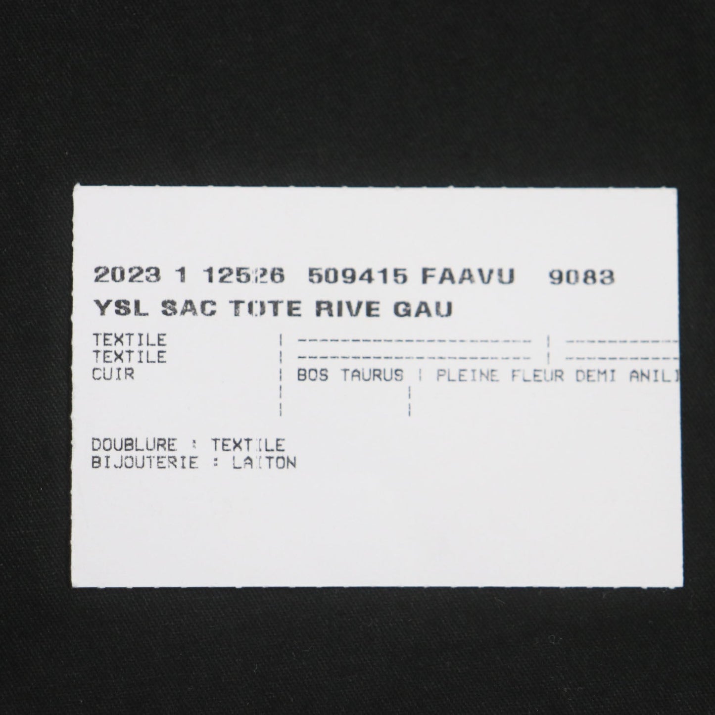 SAINT LAURENT – Rive Gauche Tote Bag – Model No. 509415 – Anthony Vaccarello – Circa 2020s – 100% Authentic Pre - Owned Item No. 00024798 - LLUXE.CA