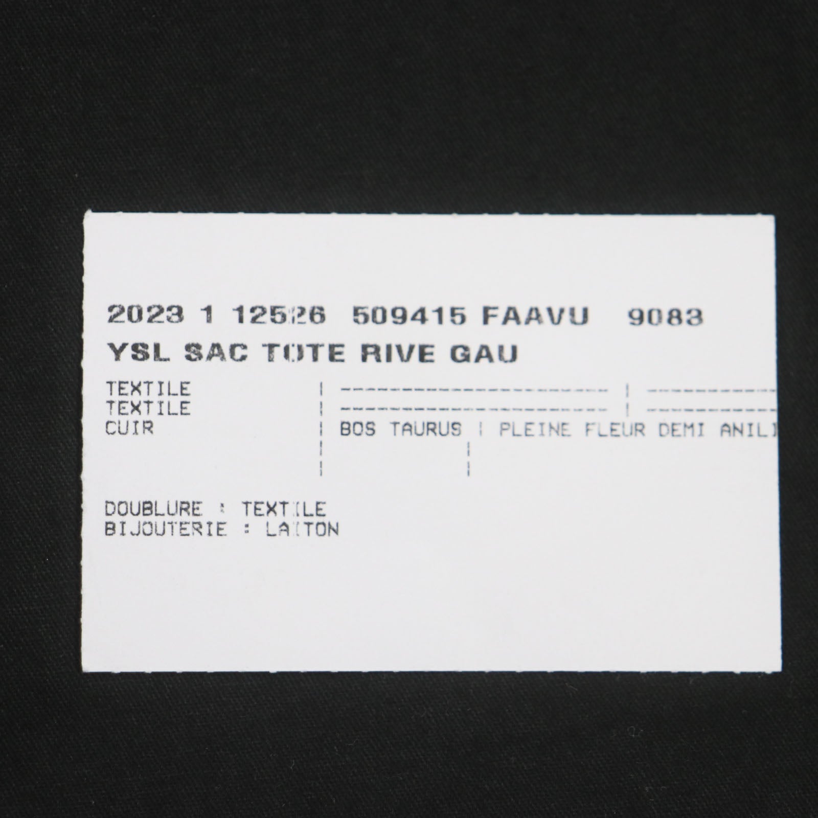 SAINT LAURENT – Rive Gauche Tote Bag – Model No. 509415 – Anthony Vaccarello – Circa 2020s – 100% Authentic Pre - Owned Item No. 00024798 - LLUXE.CA