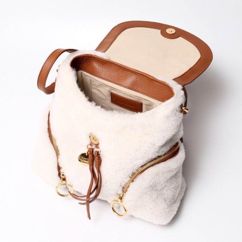 SEE BY CHLOÉ – Olga Mouton & Leather Backpack – Item No. RA1458 – Gabriela Hearst – 2021 – 100% Authentic Pre - Owned - LLUXE.CA